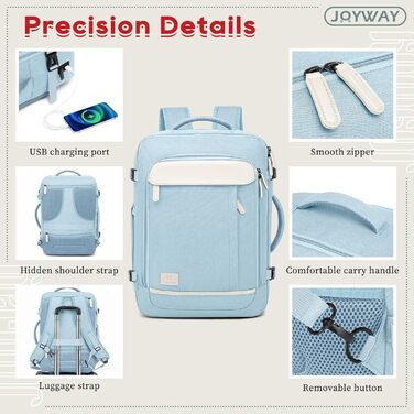 Набір валіз Joyway для ручної поклажі, розширюваний, з TSA-замком (світло-блакитний, 6 предметів, 13/20/24/28)