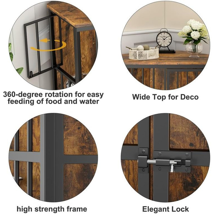 ROOMTEC Клітка для собак кутова, дерев'яна, з мискою, 106,7 см. Підходить для обмеженого простору, внутрішня переноска для тварин