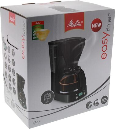 Кавомашина Melitta Easy Timer з таймером, скляна колба, стоп-крапля, 10 чашок, чорна