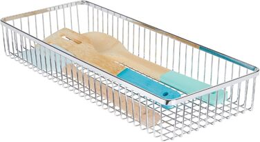 mDesign Universal Drawer Organizer - Metal Storage Baskets for Drawers Organize Kitchen Supplies and Utensils - Drawer Organizers for Kitchen and Household - 4-Piece Set - Silver