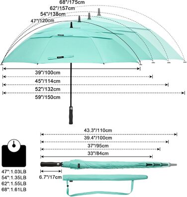 G4Free Парасолька велика, стійка до вітру, автоматична, для чоловіків та жінок, діаметр 157 см (62 дюйми), блакитний колір