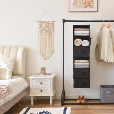 Органайзер для шафи GRANNY SAYS, підвісний, з шухлядами, 1 шт. - підвісне зберігання, полиця для шафи, тканинний органайзер для спальні (чорний, роздільний)