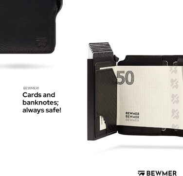 Гаманець-картхолдер BEWMER Premium з RFID-захистом: Чорний шкіряний картхолдер та гаманець для жінок і чоловіків