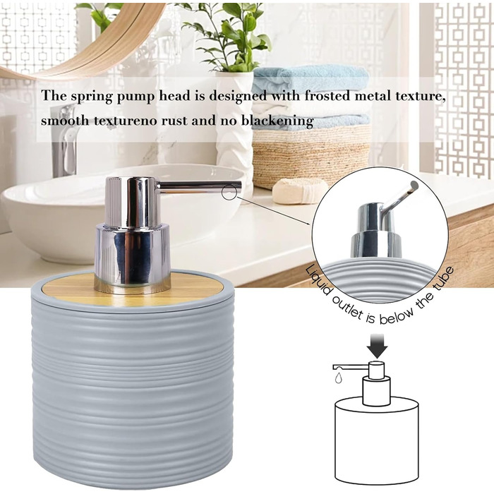 CERBIOR Набір аксесуарів для ванної кімнати, 6 шт., бамбуковий набір для ванної, з дозатором для мила, тримачем для зубних щіток, стаканчиком для зубних щіток, мильничкою для декоративної поверхні та подарунком для дому