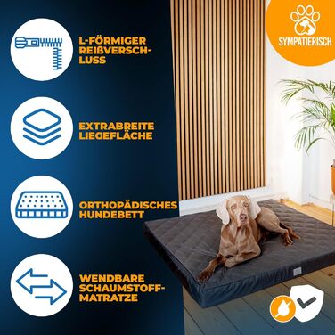 Orthopedic Dog Bed [Waterproof] - Your Furry Friend's New Favorite Dog Mat, Non-Slip Dog Cushion, Dog Basket, Dog Bed, Washable Cover | Small to Large Dogs | 90x80x8 cm (XL (130x120x9cm))