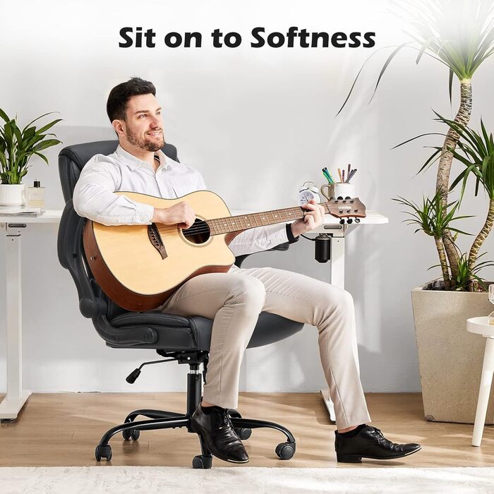 Крісло офісне DUMOS з екошкіри, для керівника, з підйомними підлокітниками, поворотне, ергономічне, для офісу та дому