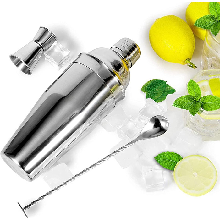 Stainless Steel Cocktail Mix Set - 14 Piece Bartender Kit with Bamboo Stand - 750ml Shaker Set - Perfect Gift