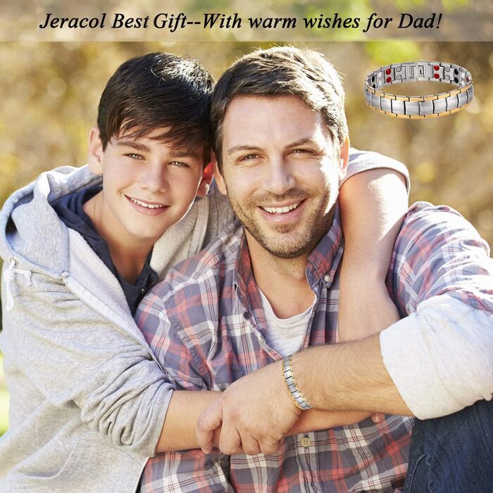 Браслет на магніті для чоловіків, титанової сталі, з магнітами 3500 Гаусс, регульований, з інструментом для зняття та подарунковою коробкою