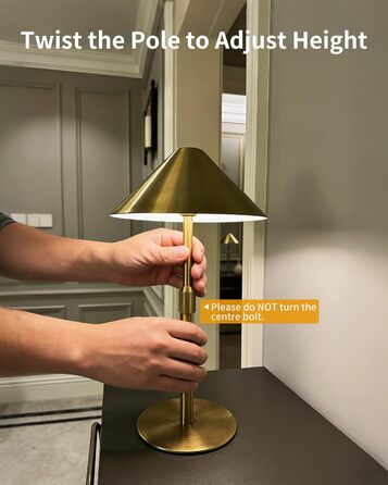 Нічник бездротовий акумуляторний Wiederaufladbare для вітальні, спальні, їдальні - Gold (латунь) з лампочкою, димуванням, сенсорним керуванням, 3-в-1