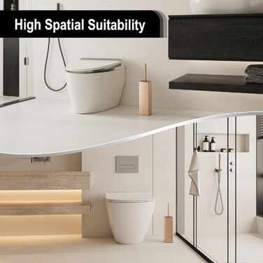 Набір для туалету BVL з щіткою та тримачем, метал, рожеве золото, 2 насадки