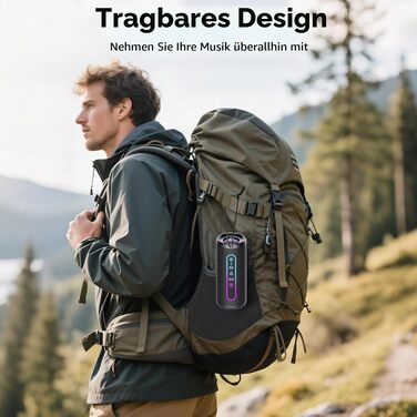 Портативна Bluetooth колонка 25W з підсвіткою, двопотоковим басом та захистом IPX7, TWS стерео, акумулятор на 24 години, чорна