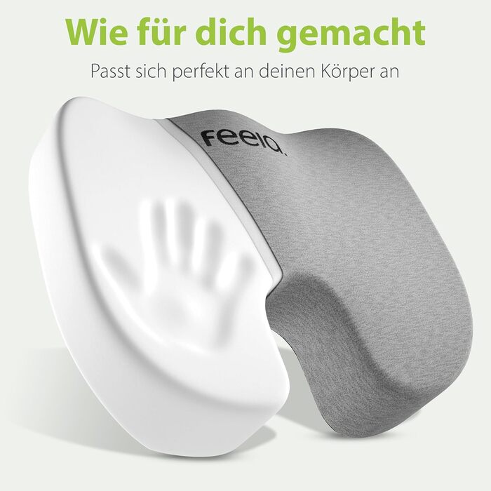 Подушка ортопедична для автосидіння Feela® (Medium, 60-80 кг) – підтримка спини та куприка, 3 ступені жорсткості, темно-сіра
