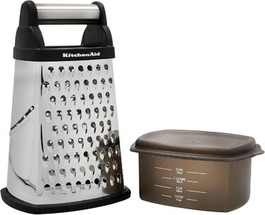 KitchenAid Чотиригранна тертка для сиру з нержавіючої сталі з шинковкою, теркою та зчищувачем цедри, 1 шт.