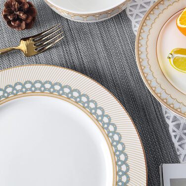 Набір посуду Fanquare 18 предметів для 6 осіб: тарілки, миски, сервіз коричневого кольору, сірий візерунок 'риб'яча луска'