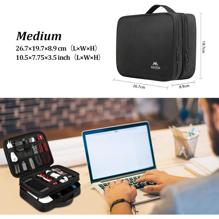 MATEIN Cable Bag Organizer, Cable Organizer Bag Travel Cable Bag 3-Layer Cable Organizer Cable Storage Cable Organizer Bag Charging Cable Bag Tech Pouch Electronics Bag for Phone, Black