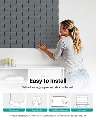 Самоклеяться акустичні панелі для звукоізоляції стін, шумопоглинаючі плити-цеглина високої щільності для декору та обробки приміщень, 30x30x0.9 см, темно-сірі (18 шт)