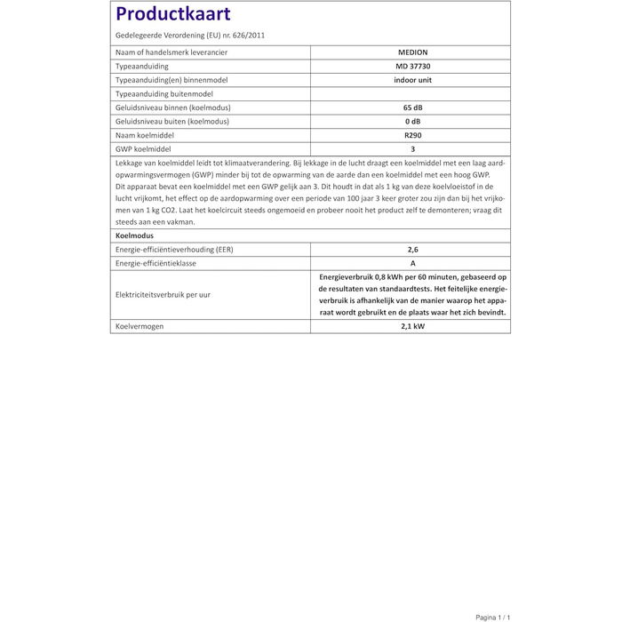 Мобільний кондиціонер MEDION E701 (7000 BTU) з виносним шлангом - 3в1 (охолодження, осушення, вентиляція), до 25м², з пультом керування, MD 37730
