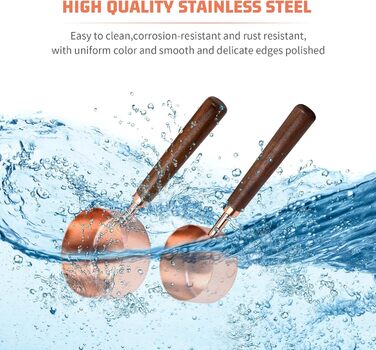 Набір мірних ложок мідних (4 шт.) з дерев'яною ручкою для кави, кухні, випічки 60/80/125/250 мл Akazie (Золото)