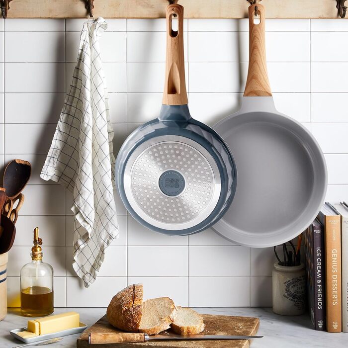 RIOVARM Ceramic Non-Stick Induction Cookware Set with Lids - 20cm, 24cm, 28cm Fry Pans | PFOA, PFOS, PTFE Free