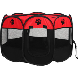 Летворезист для цуценят, кроликів, курчат: портативний, складаний, з сіткою та блискавкою. Підходить для використання в приміщенні та на вулиці (червоний)