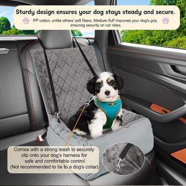 Автокрісло для собак SIVEIS - зручне ліжко з кишенею, захист від подряпин, з ременем безпеки (02-Сіро-блакитний)