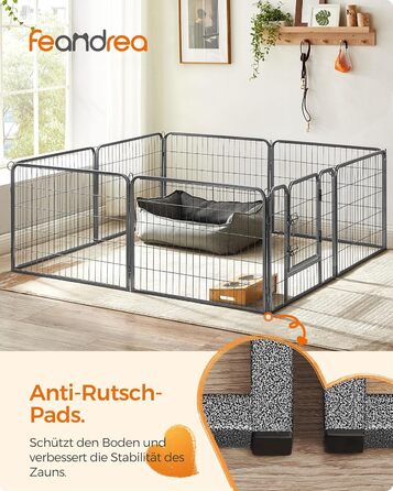 Вольєр для тварин Feandrea Freilaufgegehege, сірий, 77 x 60 см, 8 панелей, для дому та вулиці