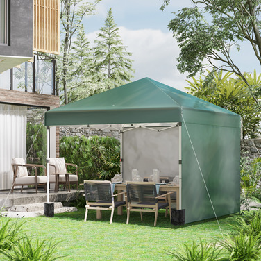 Outsunny Gazebo approx. 3x3m, water-resistant, stable, winter-proof, pop-up folding gazebo with 2 side walls, UV protection 30+, foldable party tent, garden tent with bag, garden gazebo for camping, garden, lawn | Aosom