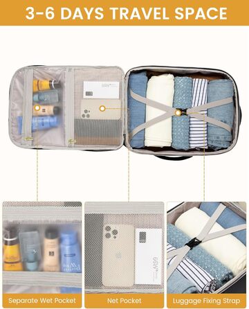 LOVEVOOK Рюкзак для ручної поклажі, 40L, водонепроникний, для ноутбука 17 дюймів, чорний, для подорожей та бізнесу