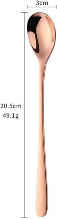 Набір довгих ложок для лате макіато та десертів із нержавіючої сталі 304, 20.5 см, 8 шт, колір рожеве золото