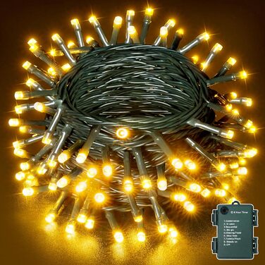 Ланцюжок прикрас Ollny: 15 метрів, 150 LED, тепле біле світло, 8 режимів, таймер, IP44, для дому та саду, вечірки, Різдва. Зелене кабельне підключення