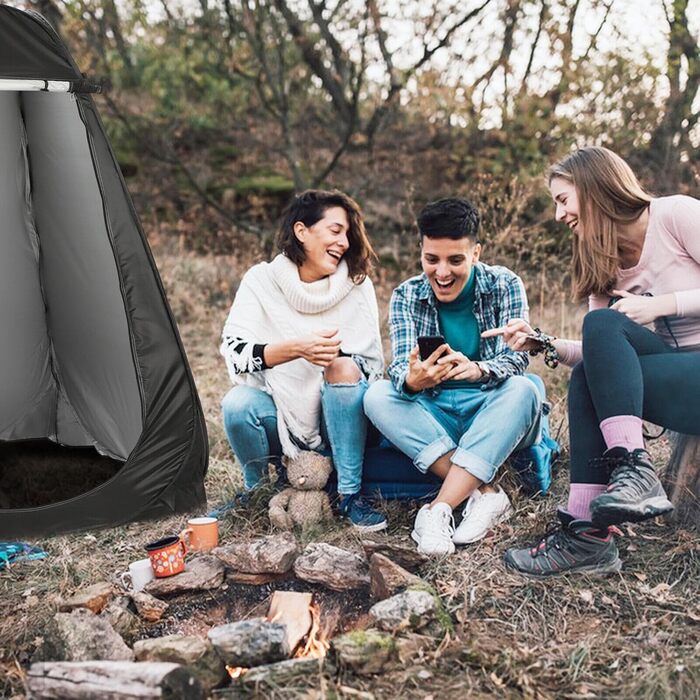 Намет-туалет Pop-Up – мобільний душ та передягальня з UV-захистом для кемпінгу, пляжу та відпочинку на природі. У комплекті сумка для перенесення