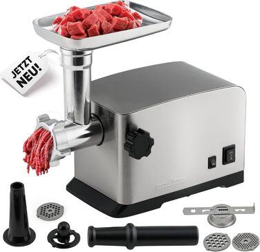 Електричний м'ясорубка ProfiCook PC-FW 1272 з насадкою для печива та ковбасних виробів | 1200W, нержавіюча сталь (2024)