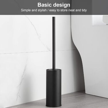 Тримач для унітазної щітки BGL, нержавіюча сталь, кольоровий, круглий, підлоговий, з щіткою, для ванної кімнати (Чорний)