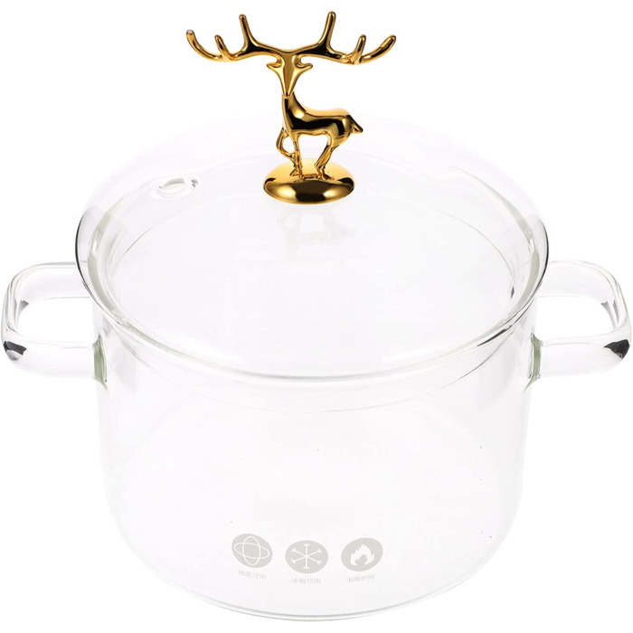 MAGICLULU 1 Piece Glass Pot with Lid Borosilicate Glass Cookware Transparent Cooking Pot for Pasta Salad