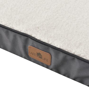 Ортопедичне ліжко для собак Juskys Milow, 76x51 см - м'яке та стабільне, знімний та пральний чохол - подушка для собак, килимок для маленьких собак - сірий (81 x 112 x 8 см, бежевий)