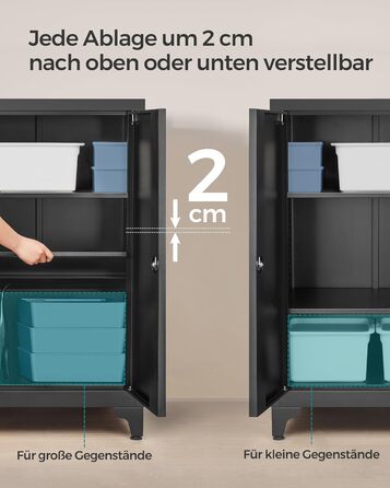 SONGMICS File Cabinet, Multi-Purpose Cabinet, Office Cabinet with 2 Doors, Lockable Cabinet, Steel Storage Cabinet, for Study Room, Living Room, Matte White OMC012W01 (60B cm, Matte Black)