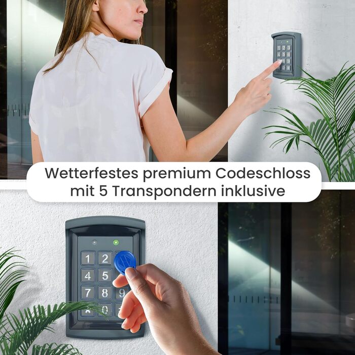 Розумний електронний замок MATHFEL із кодовою панеллю та RFID, для вхідних дверей, зовнішній, IP66, автоматичний доступ