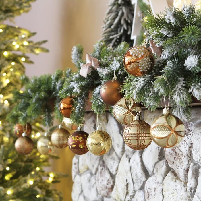 Набір прикрас для ялинки Sea Team: кульки та орнаменти, 30 шт., 60 мм, червоний та білий