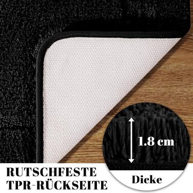 SOANNY Bath Mat Set - 2 Pack Microfiber Bathroom Rugs - Non-Slip, Water Absorbent - 53x86 cm & 50x50 cm - Black