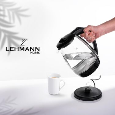 Скляний електрочайник Lehmann LHOEK-2220C 2л, 2200W з підсвіткою та декорованим цоколем
