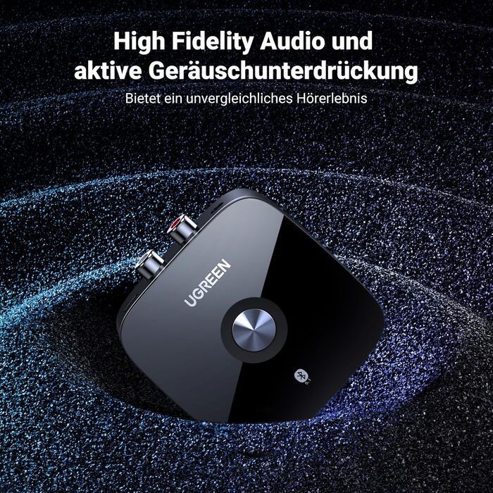 Адаптер Bluetooth 5.3 UGREEN AUX з 3.5mm RCA роз'ємом: Bluetooth приймач для стереосистеми, Hi-Fi ресивера, автомобільного радіо, домашніх колонок, підсилювача (aptX HD)