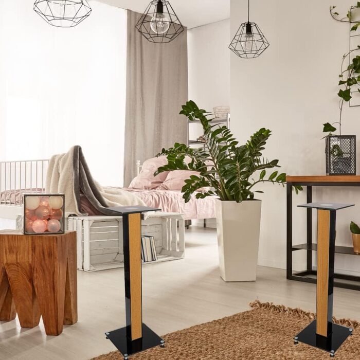 Ексклюзивні підставки для колонок BS03 в чорному глянці з декоративною вставкою (Rotbuche)