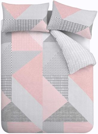 Комплект постільної білизни Catherine Lansfield Larsson Geo Easy Care, рожевий, двоспальний (UK Double)