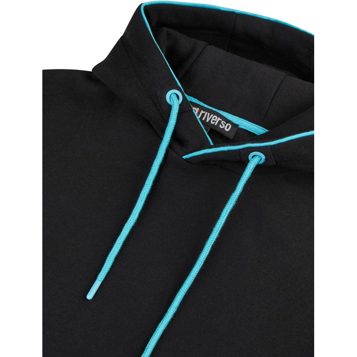 Чоловічий худі riverso RIVSandro Regular Fit з капюшоном, колір Black-tropical Turquoise