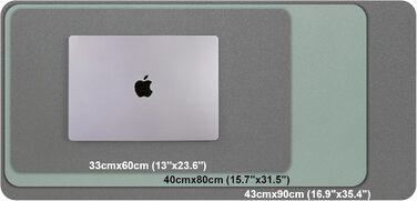 Двостороння килимок на стіл з антиковзаючим покриттям, 40 x 80 см (сірий, салатовий) - для офісу, ноутбука, миші