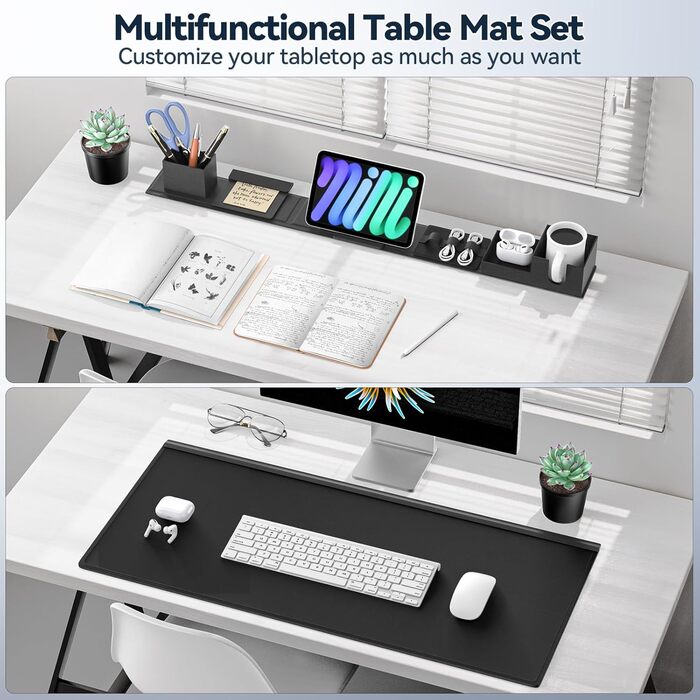 Килимок на стіл KDD 6-в-1 XXL для роботи та ігор, з органайзером, 80x35.5 см, чорний