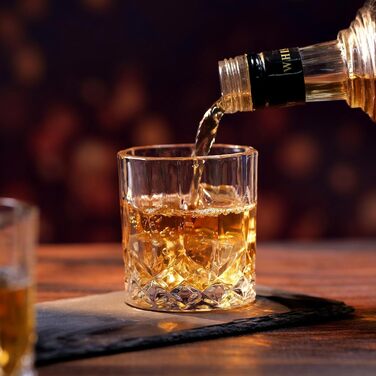 Набір з 4 склянок для віскі, 300 мл, склянка для води, набір подарунків, безпечно мити в посудомийній машині, кришталеве скло, подарунок для любителів віскі, для сім'ї, ресторану та вечірки