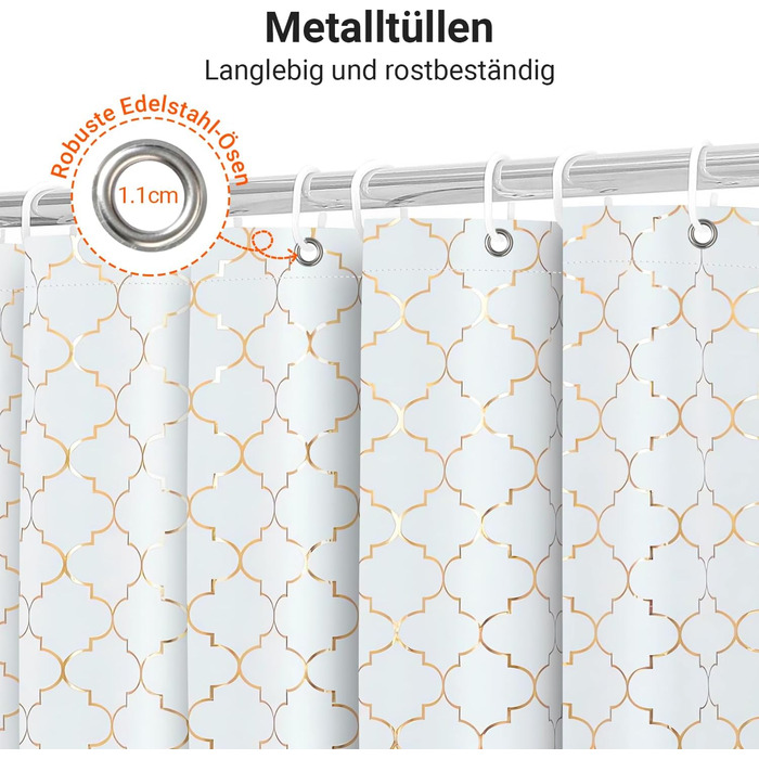 Штора для душу 180x200 см Phnom Penh Квіти, антигрибкова, водовідштовхувальна, поліестер, з кільцями (1 шт)