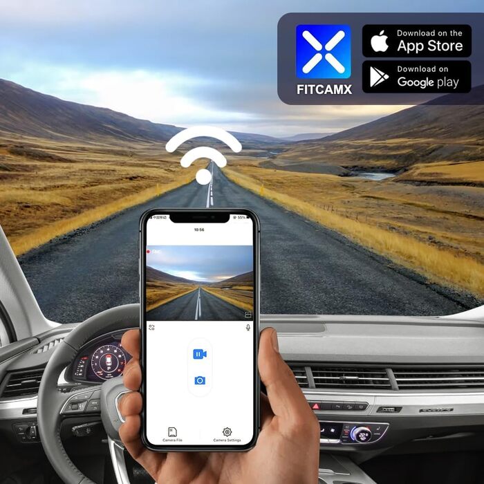 Відеореєстратор Fitcamx для Audi A3 A4 A5 A6 Q3 Q5 Q7 (B модель, 2013-2017) 4K UHD WiFi з картою 64GB