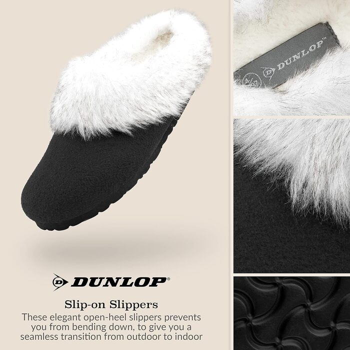 Тапочки жіночі Dunlop з антиковзкою підошвою, чорні, 37-41